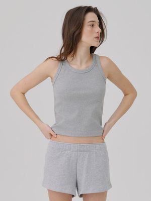 Binding Rib Sleeveless top Heather dark gray
