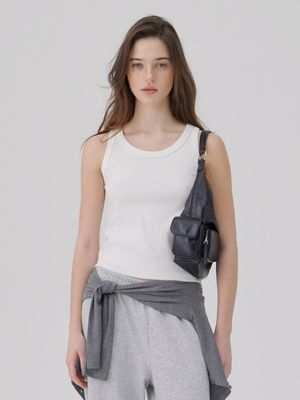 Binding Rib Sleeveless top White