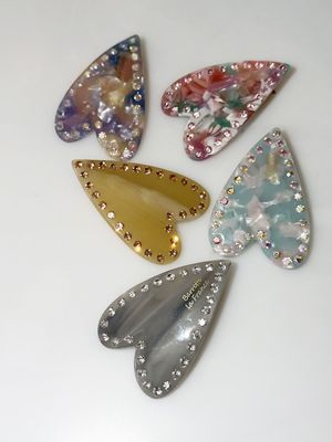 슬림 하트 큐빅 헤어 핀 (5컬러)