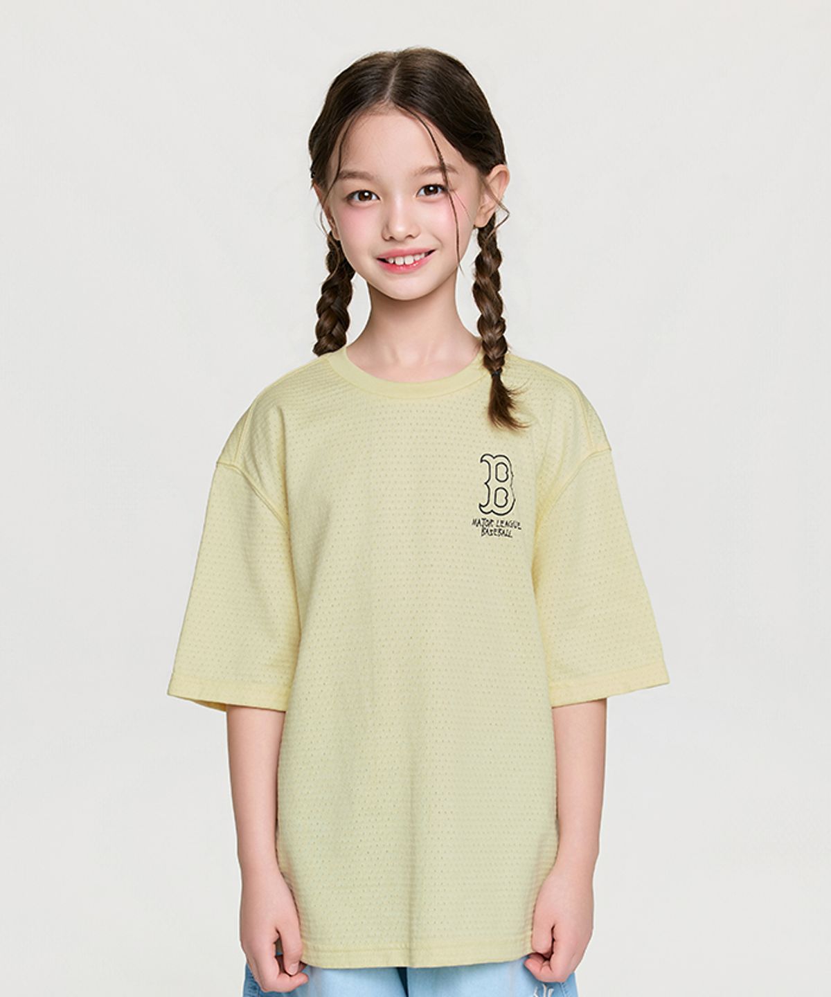 엠엘비 키즈(MLB KIDS) 스트릿 베이직 메쉬 아트웍 티셔츠 BOS (L.Yellow)