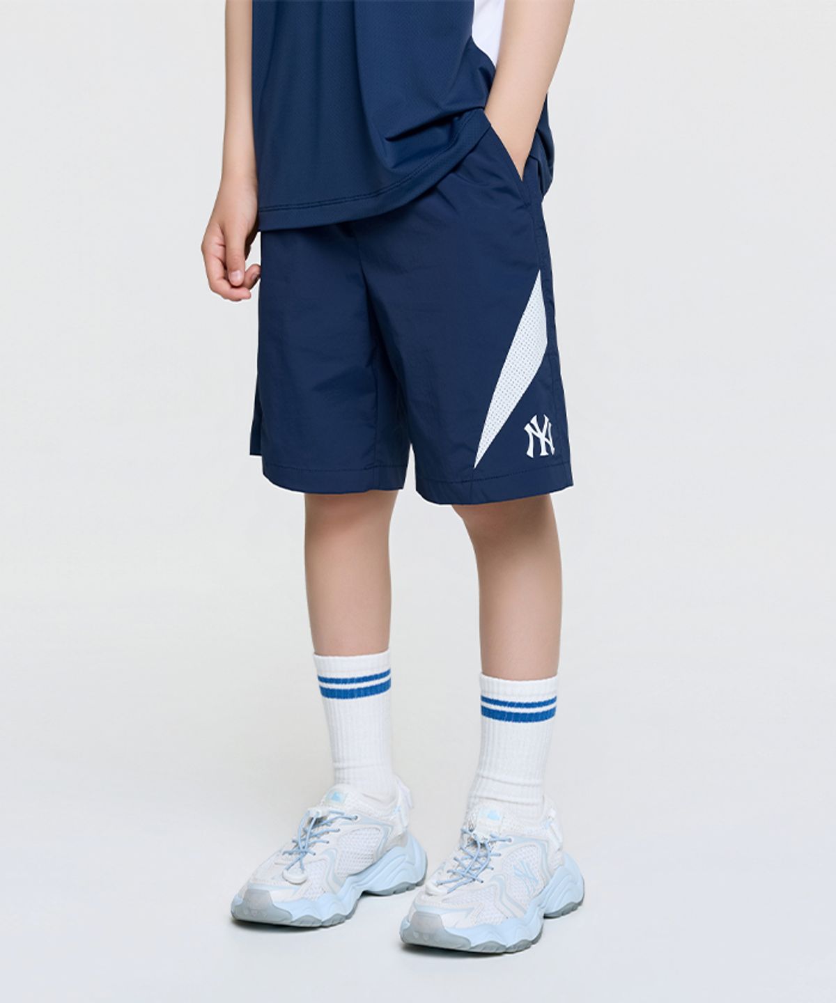 엠엘비 키즈(MLB KIDS) 스포티브 바시티 메쉬배색 5부 팬츠 NY (Navy)