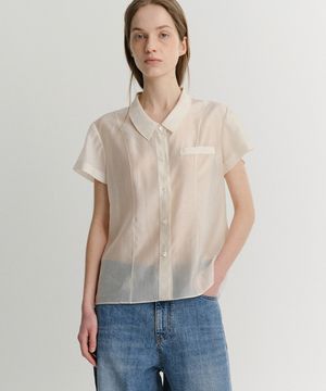 SHEER LINE SHIRT (CREAM)