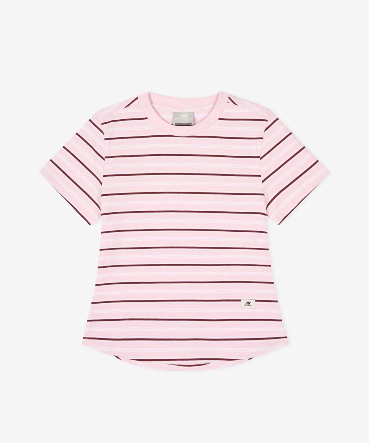 뉴발란스(NEW BALANCE) NBNEG2W442 / WOMEN 에센셜 핏티드 스트라이프 반팔티  (PINK)