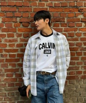 [Capsule] 인더시티 긴팔 플레이드 릴렉스 셔츠 화이트 4RF186G YAA