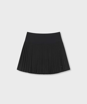 W 하이웨이스트 우븐 플리츠 스커트