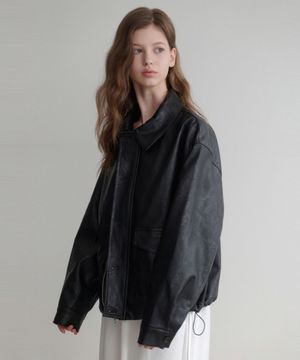 hidden Pocket Leather Jacket (black)