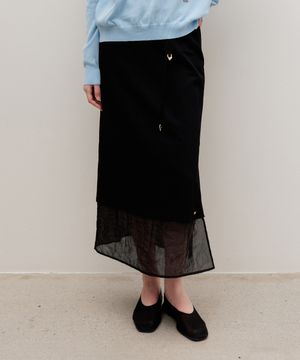 Elene Sheer Layered Skirt Black