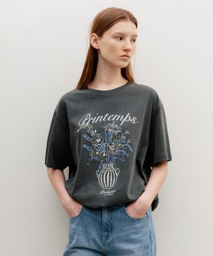 Printemps Vase Graphic T-Shirt Charcoal