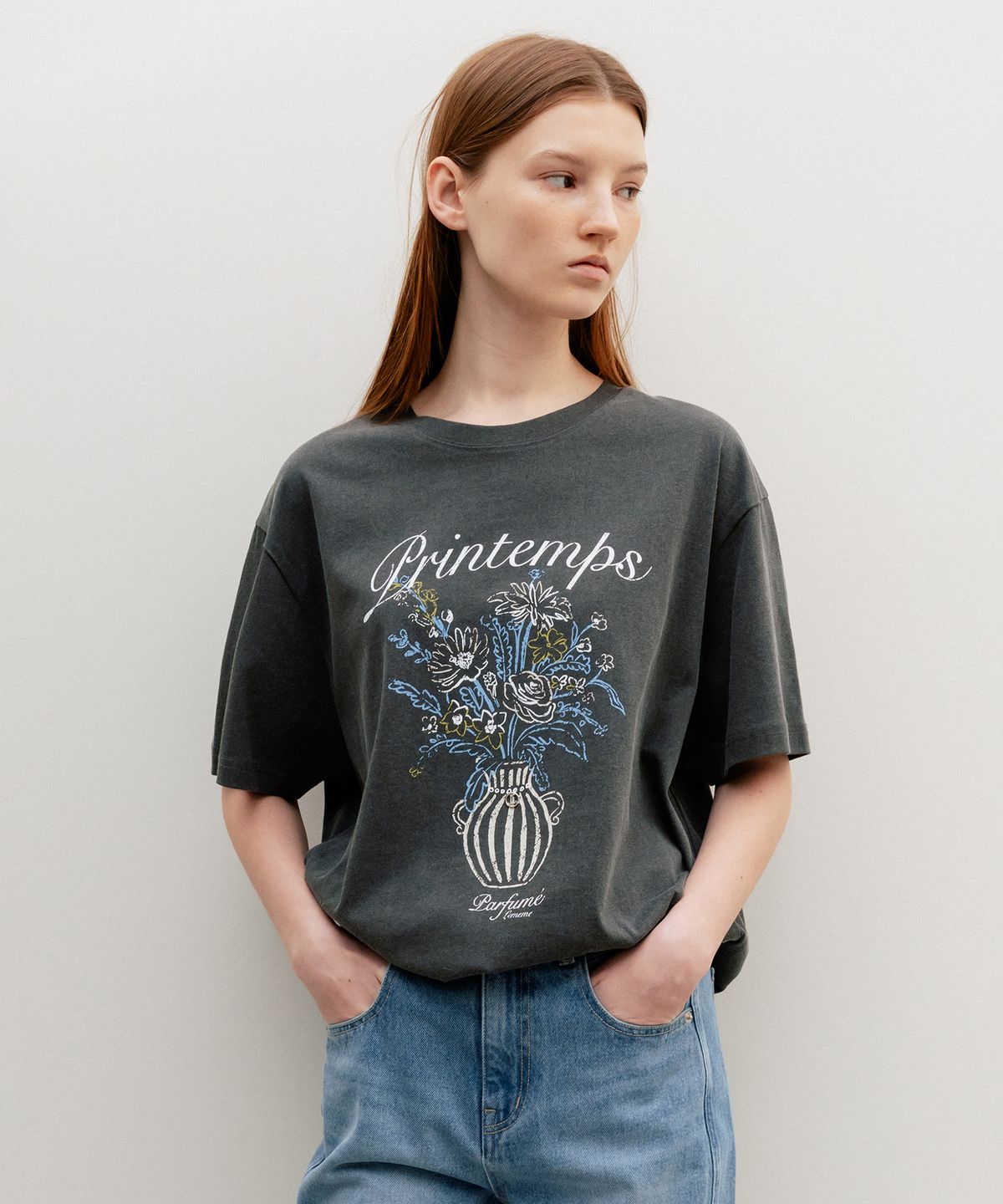 르메메(LEMEME) Printemps Vase Graphic T-Shirt Charcoal