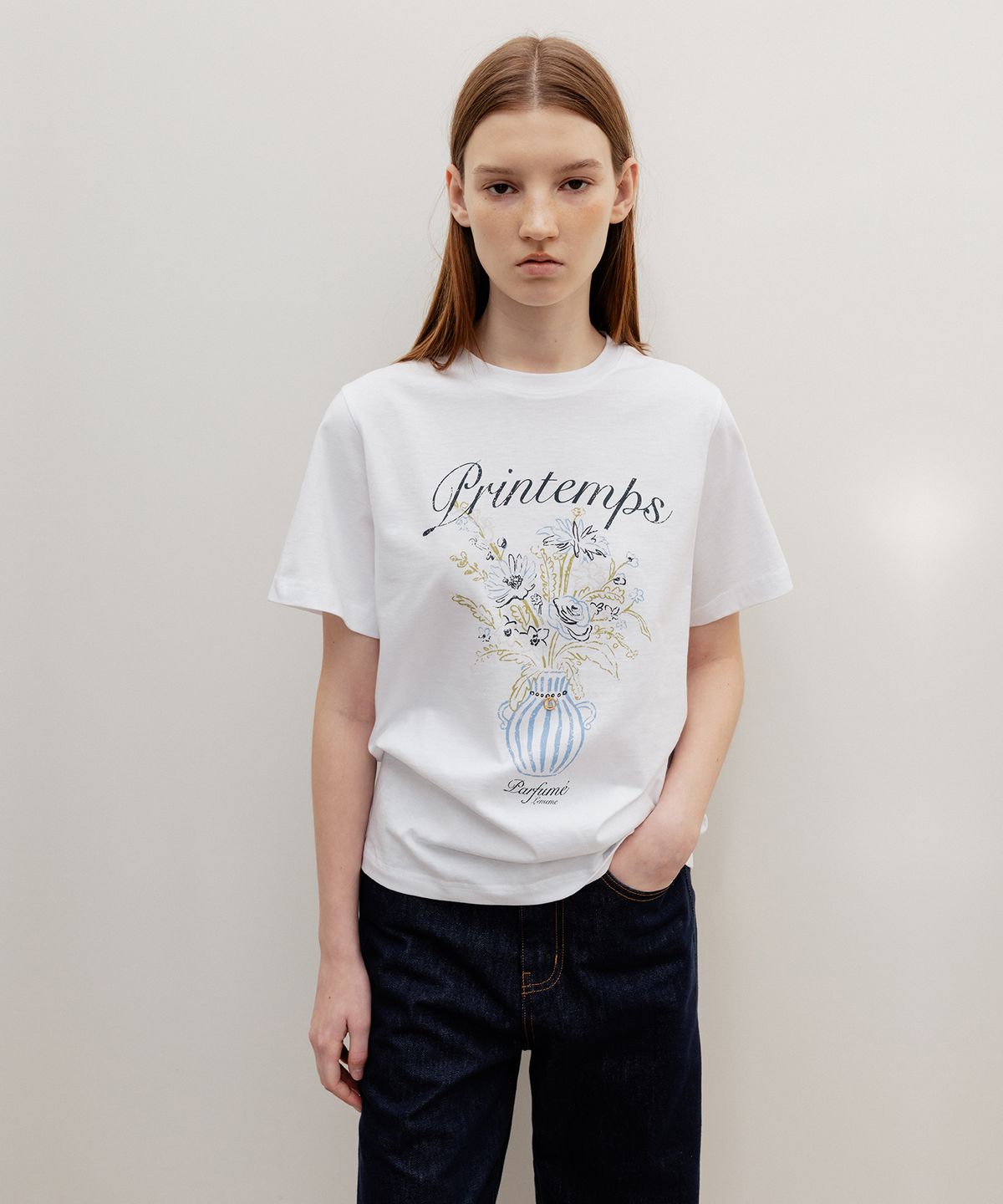 르메메(LEMEME) Printemps Vase Graphic T-Shirt White