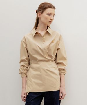 Aube Scarf-Wrap Shirt Beige