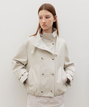 Mouchou High Neck Leather Jumper Ivory