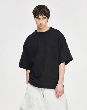 송지오 컬렉션 폴립티크 우븐 티셔츠 블랙 SI3TS705BK