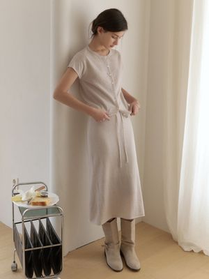 [SET] two-piece knit set (sand gray)