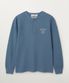 스티치 와플 헨리넥 롱 슬리브 블루