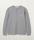 스티치 와플 헨리넥 롱 슬리브 멜란지 그레이