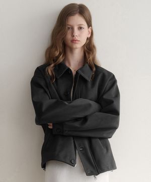 les 카라 스웨이드 봄버 블루종(black)