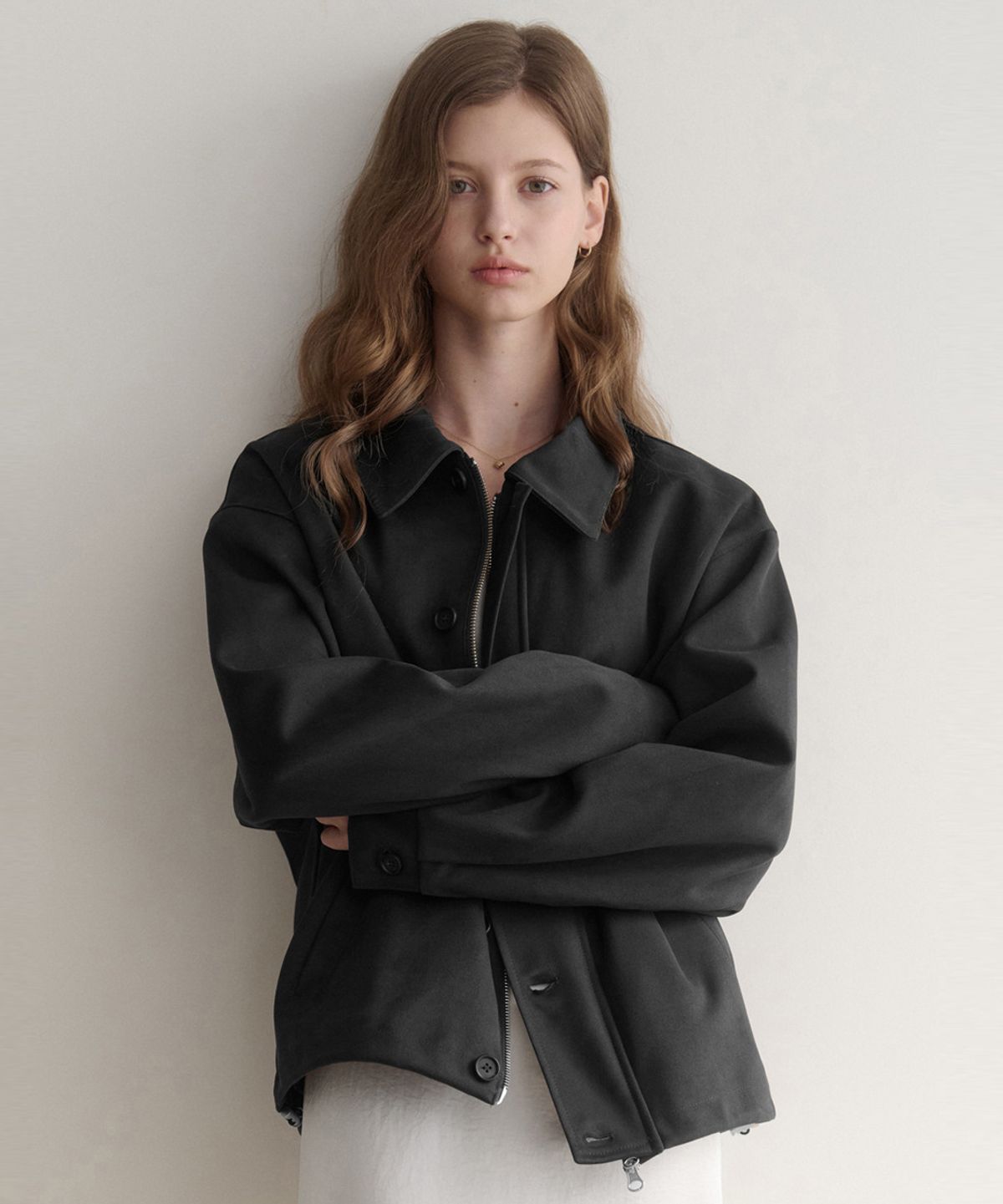 르나브(LENAV) les 카라 스웨이드 봄버 블루종(black)
