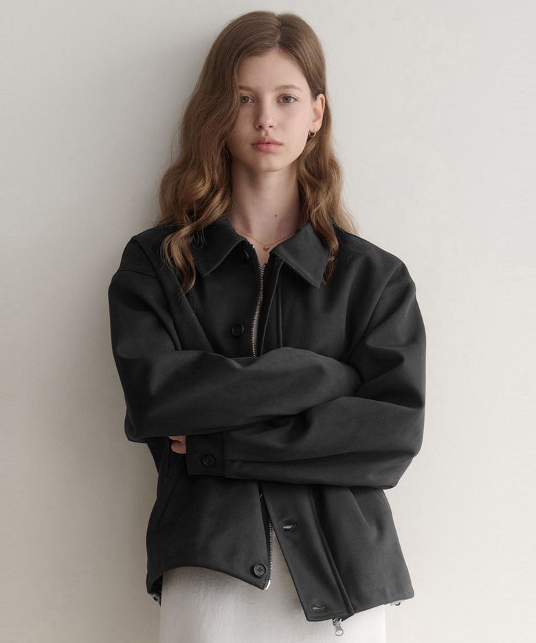 les 카라 스웨이드 봄버 블루종(black)