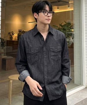 스탠다드 웨스턴 데님 셔츠 블랙