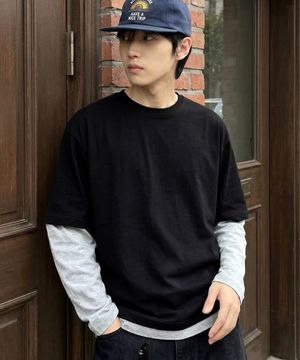 크롭 레이어드 롱슬리브 블랙