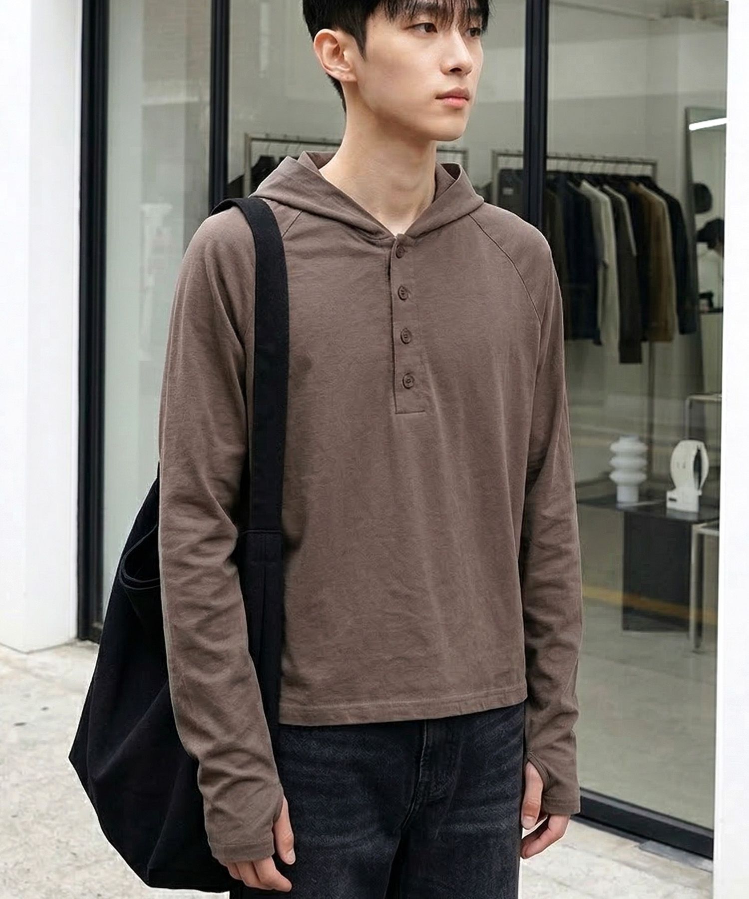 크롭 후드 집업 베스트 블랙 source detail 61