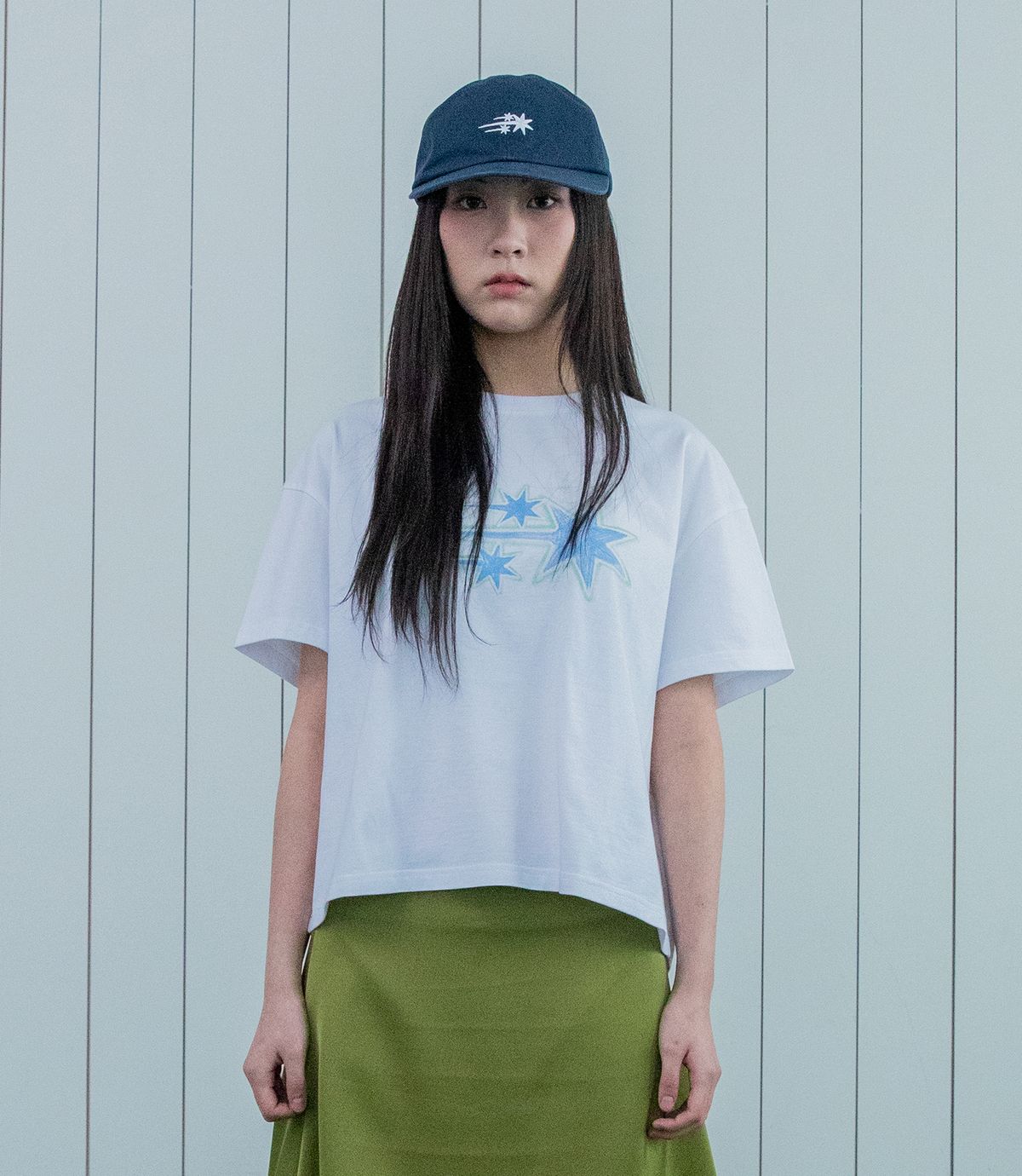 나이스고스트클럽(NICEGHOSTCLUB) DRAWING 3STAR BIG CROP TEE_WHITE(NG2GMFT530A)