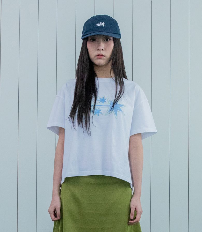 DRAWING 3STAR BIG CROP TEE_WHITE(NG2GMFT530A)