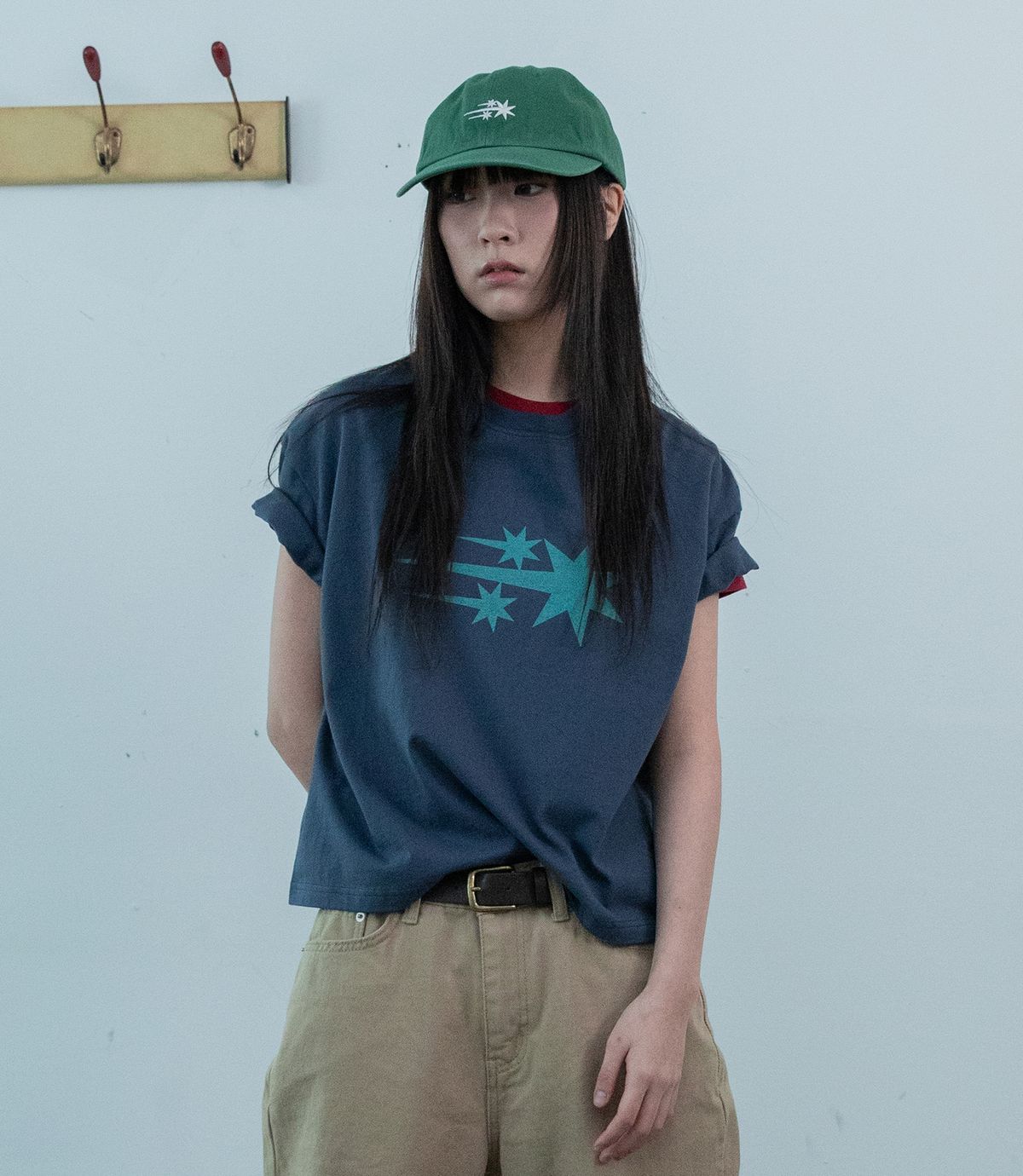 나이스고스트클럽(NICEGHOSTCLUB) 3STAR BIG CROP TEE_NAVY(NG2GMFT531A)