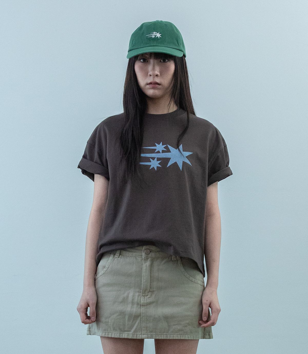 나이스고스트클럽(NICEGHOSTCLUB) 3STAR BIG CROP TEE_BROWN(NG2GMFT531A)