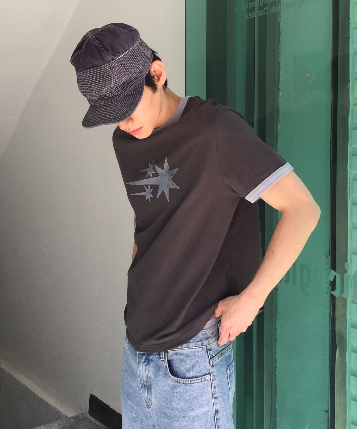 나이스고스트클럽(NICEGHOSTCLUB) VINTAGE 3STAR BASIC RINGER TEE_CHARCOAL(NG2GMUT538A)