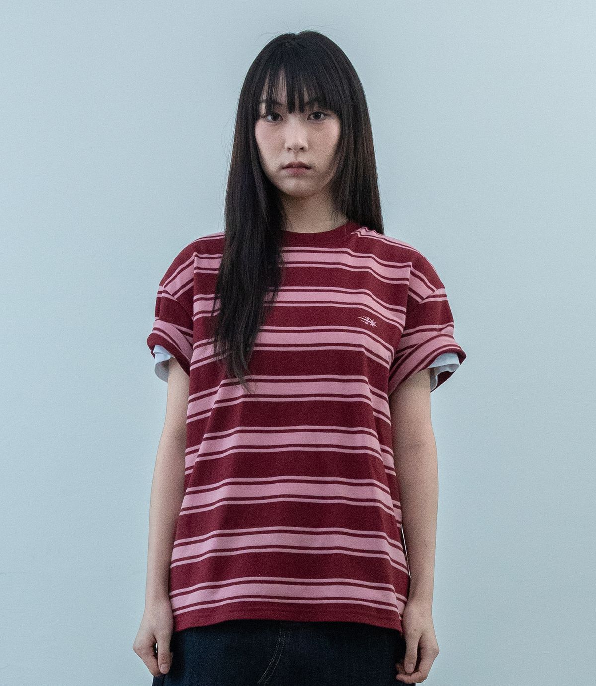 나이스고스트클럽(NICEGHOSTCLUB) MULTI STRIPE 3STAR TEE_RED(NG2GMUT540A)