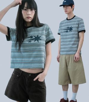 STRIPE 3STAR BASIC RINGER TEE_GREY(NG2GMUT542A)