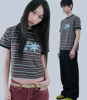 STRIPE 3STAR BASIC RINGER TEE_BROWN(NG2GMUT542A)