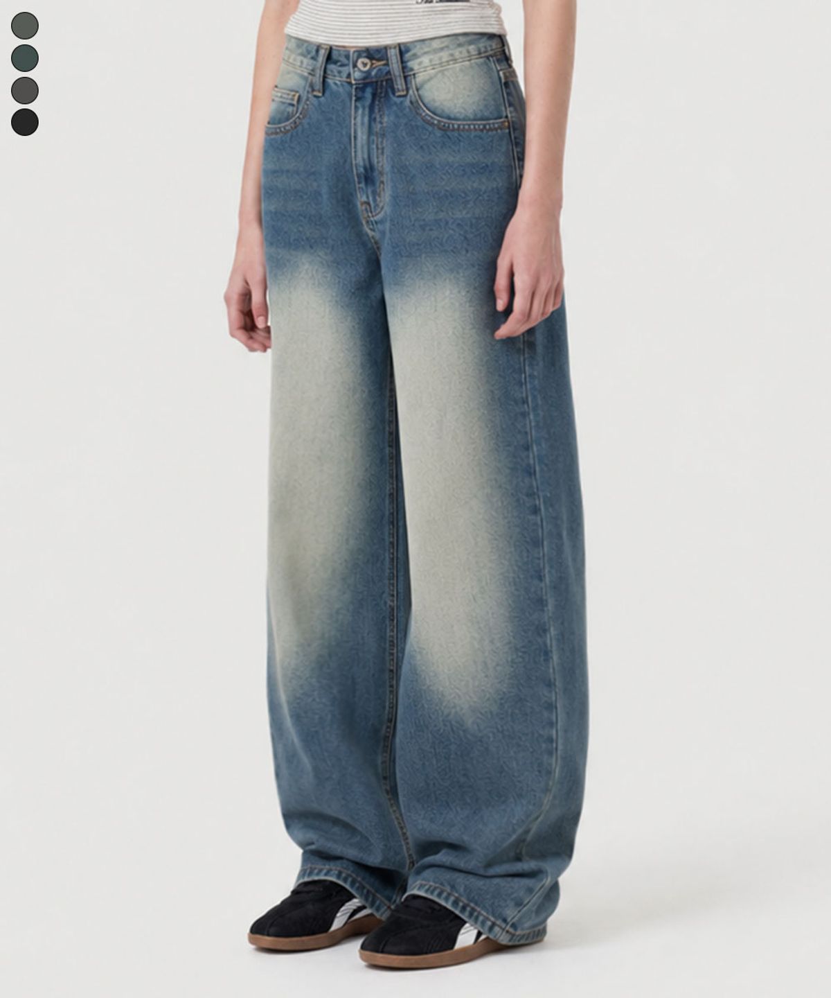 베이직라벨(BASIC LABEL) Stone balloon wide-washed denim pants 4 Color [BLBD_4013]