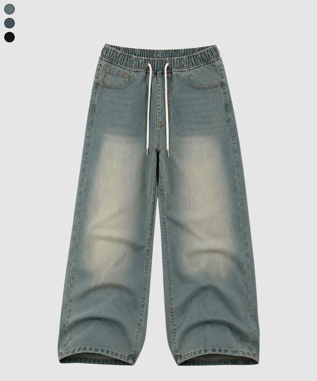베이직라벨(BASIC LABEL) Flat banding wide washed denim pants 3 Color [BLBD_4024]