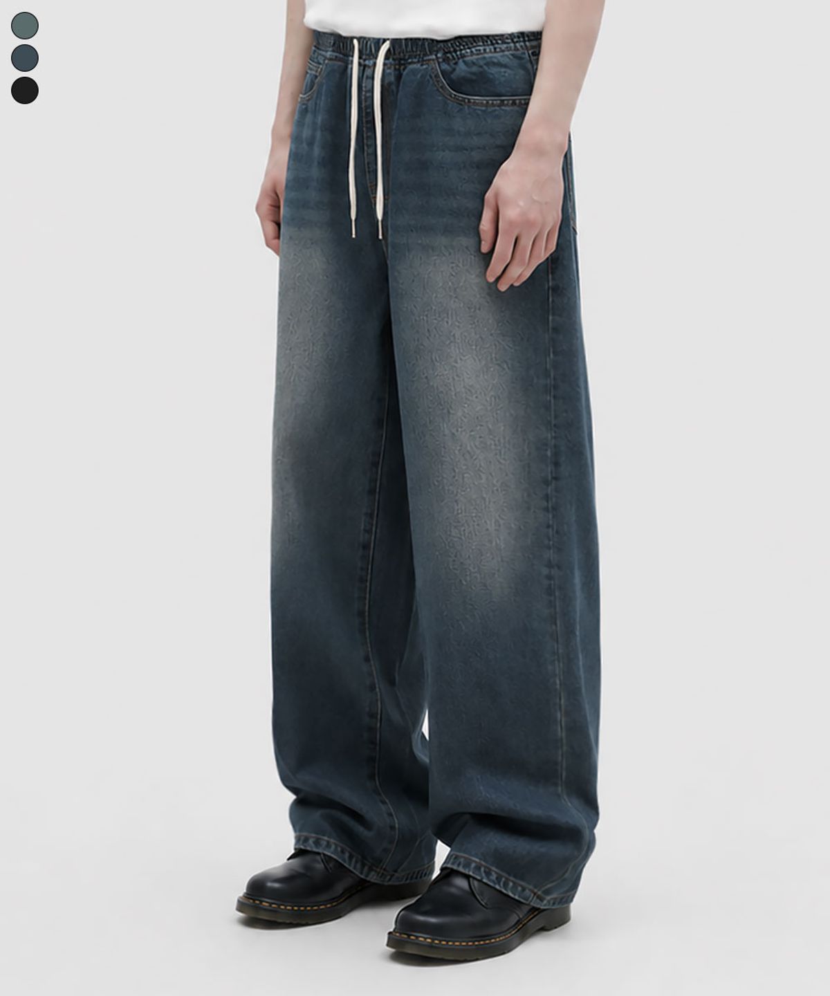 베이직라벨(BASIC LABEL) Stand banding wide washed denim pants 3 Color [BLBD_5024]