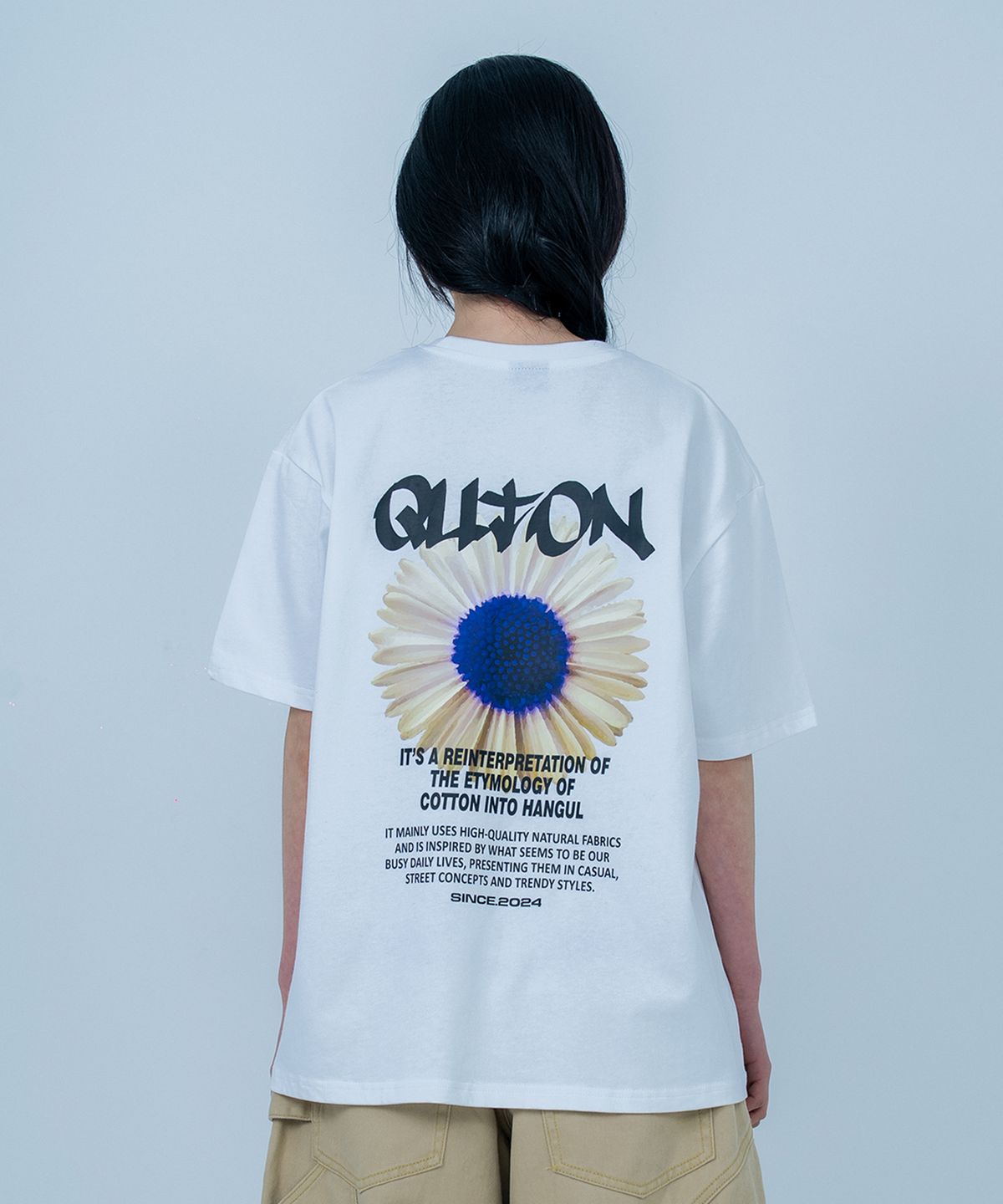 쿠톤(QUTON) 데이지ver2 옐로우 오버핏 헤비 반팔티셔츠