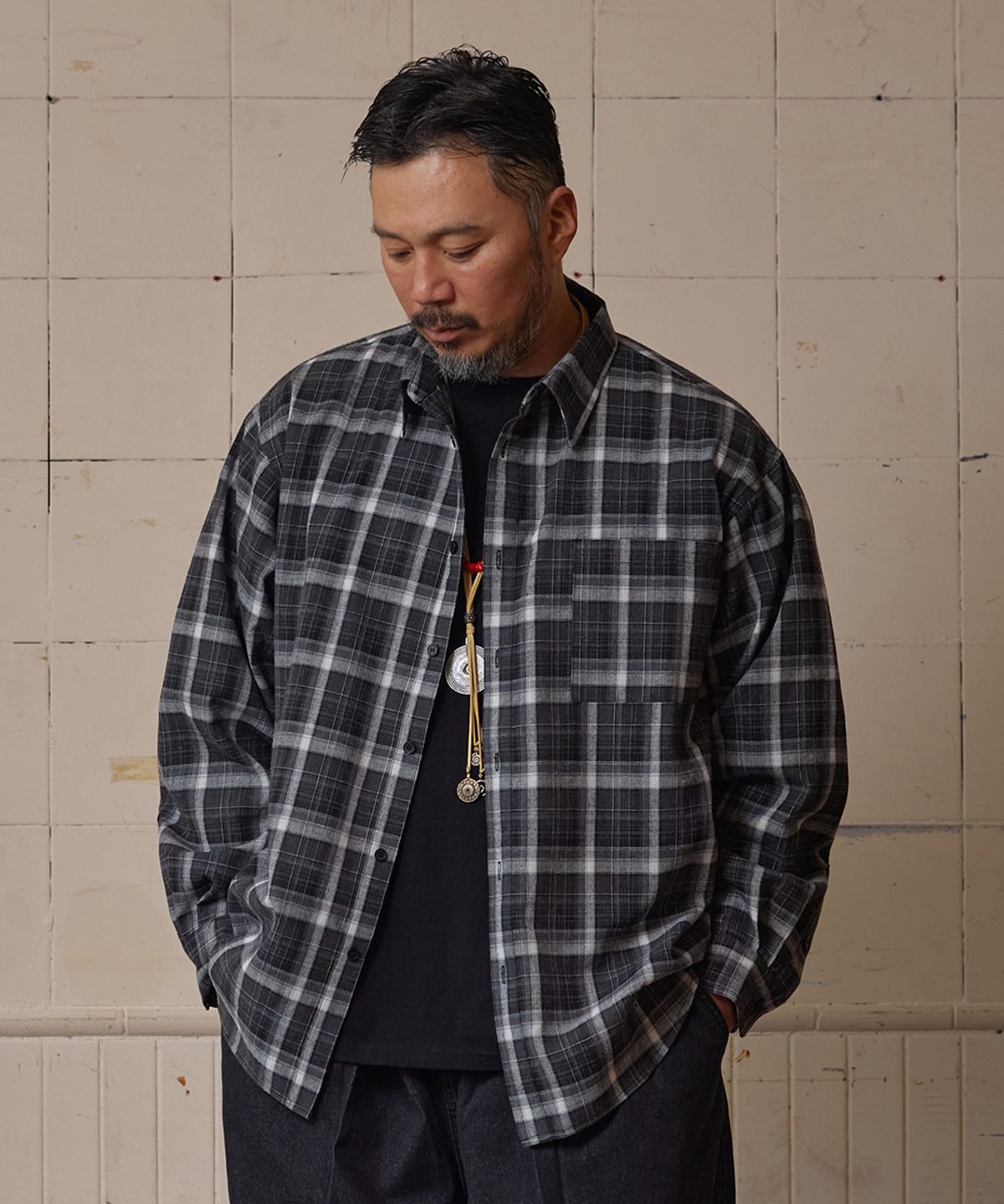 러기드하우스(RUGGED HOUSE) 너드 체크 셔츠 블랙
