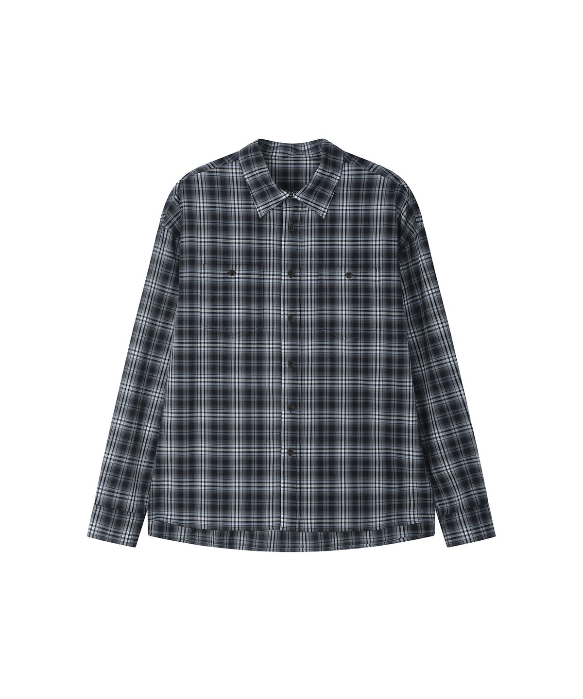세컨모놀로그(SECONDMONO) Loose Fit Check Shirt [NAVY]_SESH028NAVY