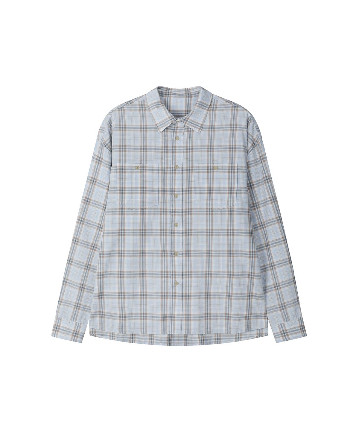 세컨모놀로그(SECONDMONO) Loose Fit Check Shirt [SKYBLUE]_SESH028SKYBLUE