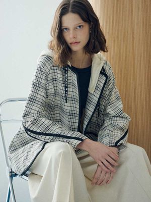 모던 체크 짚업 코트 ESFDVCT01WCH