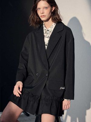 프릴 디테일 박시 자켓 ESFDVJK01BLK