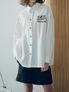레터링 자수 박시 셔츠 ESFDVSH01WHT
