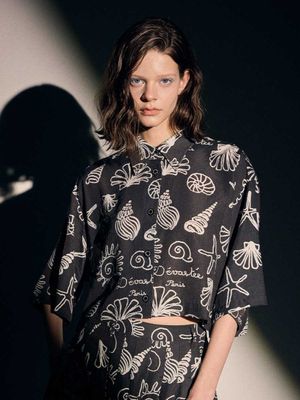 조개 프린트 크롭 셔츠 ESFDVSH08BPR