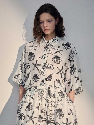 조개 프린트 크롭 셔츠 ESFDVSH08WPR