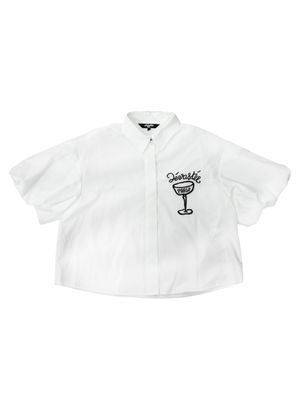벌룬 슬리브 그래픽 자수 셔츠 ESFDVSH14WHT
