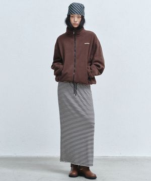 FLEECE ZIP-UP JACKET_BROWN