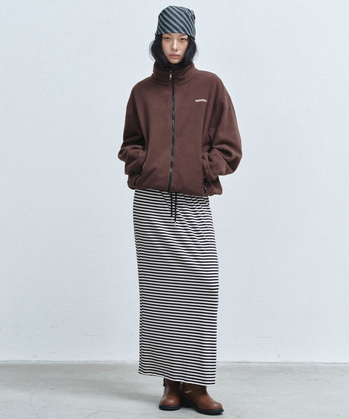 닉앤니콜(NICK&NICOLE) FLEECE ZIP-UP JACKET_BROWN