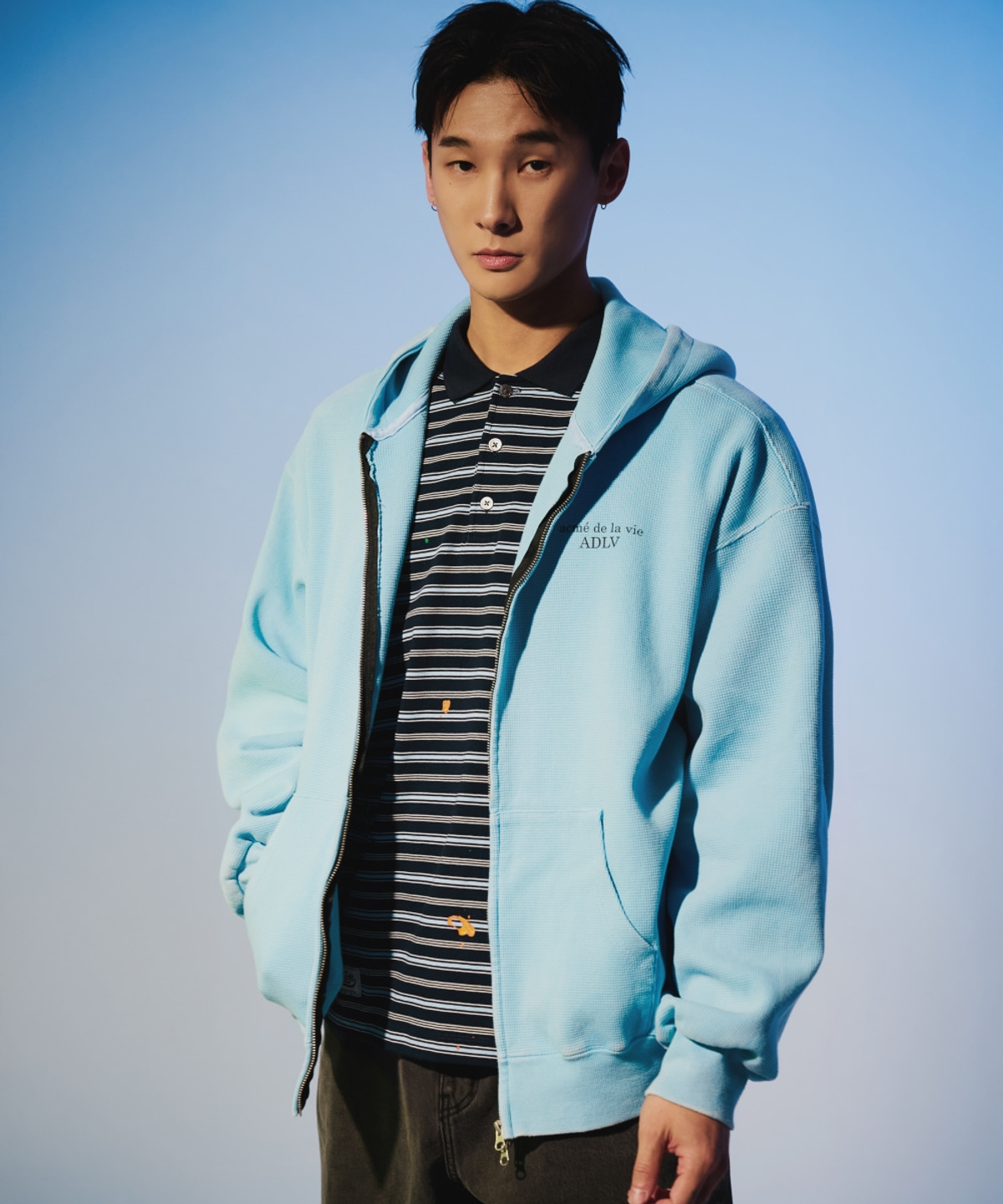 아크메드라비(ACME DE LA VIE) BASIC LOGO WAFFLE WASHED HOODIE ZIP UP